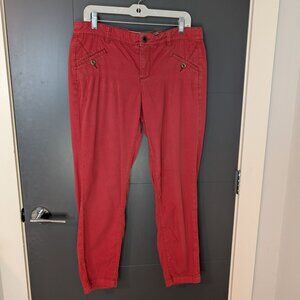 Daughters Of The Liberation Red Cotton-Blend‎ Straight-Leg Pants Size 10